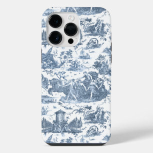 Coque Pour Pour iPhone 14 Pro Max Char antique français de l'aube Toile de Jouy-Bleu