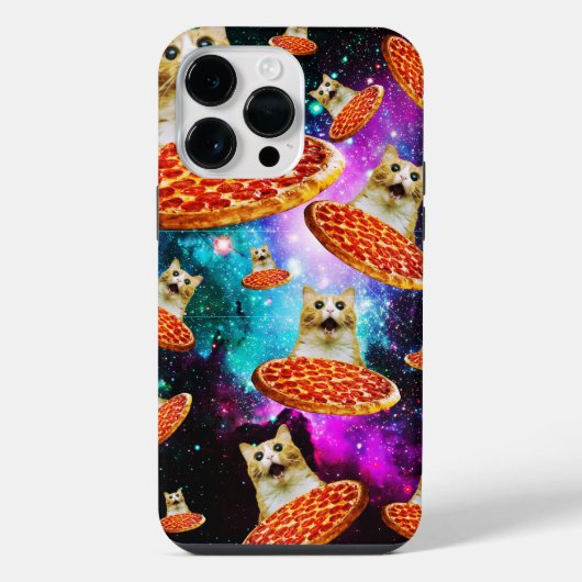 Coque Pour Pour iPhone 14 Pro Max Chat à pizza de l'espace amusant (Verso)