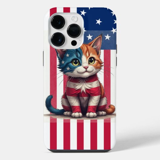 Coque Pour Pour iPhone 14 Pro Max Chat au drapeau américain (Verso)