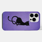 Coque Pour Pour iPhone 14 Pro Max Chat noir violet Élégant Mal Kitty (Verso Horizontal)