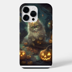 Coque Pour Pour iPhone 14 Pro Max Chat Persan Halloween avec citrouilles effrayantes