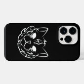 Coque Pour Pour iPhone 14 Pro Max Chat tribal noir et blanc (Verso Horizontal)