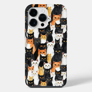 Coque Pour Pour iPhone 14 Pro Max Chats blancs orange noirs