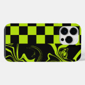 Coque Pour Pour iPhone 14 Pro Max Chèques et permules - Lime vert et noir (Verso Horizontal)