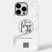 Coque Pour Pour iPhone 14 Pro Max Chic blanc marbre entreprise logo entreprise qr co (Back)