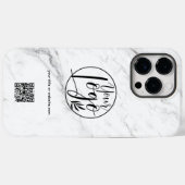 Coque Pour Pour iPhone 14 Pro Max Chic blanc marbre entreprise logo entreprise qr co (Back (Horizontal))