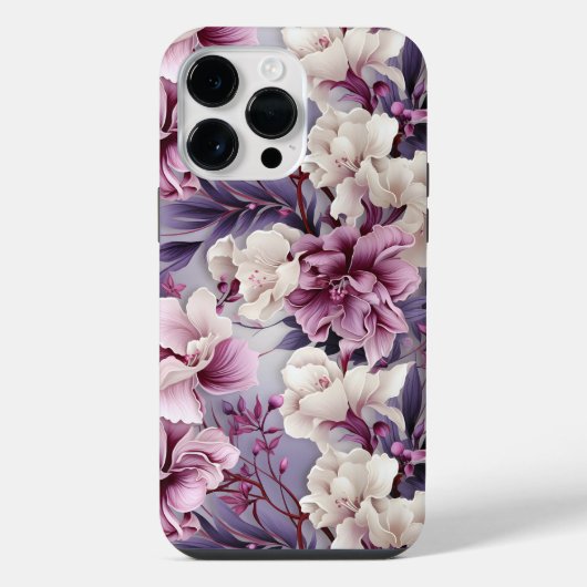 Coque Pour Pour iPhone 14 Pro Max Chic violet orchidée florale (Verso)