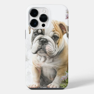 COQUE POUR POUR iPhone 14 PRO MAX CHIOT ENGLISH BULLDOG A L'AQUARELLE