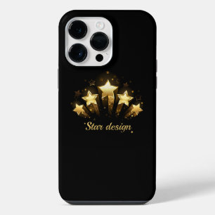 Coque Pour Pour iPhone 14 Pro Max Cinq étoiles dorées sur fond noir
