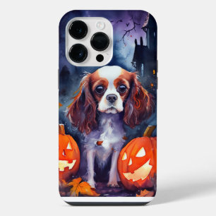Coque Pour Pour iPhone 14 Pro Max Citrouilles Cavalier King Charles Spaniel Hallowee