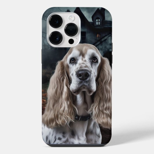Coque Pour Pour iPhone 14 Pro Max Cocker Spaniel Halloween Épouvantable (Verso)
