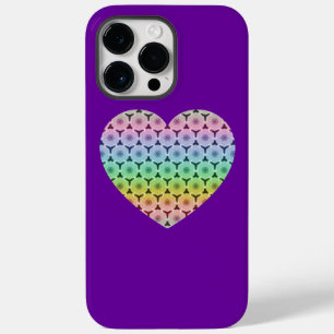 Coque Pour Pour iPhone 14 Pro Max Coeur arc-en-ciel kaléidoscope sur violet