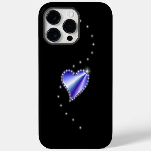 Coque Pour Pour iPhone 14 Pro Max Cœur arc-en-ciel violet avec étoiles sur fond noir