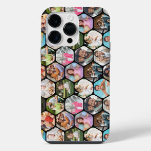 Coque Pour Pour iPhone 14 Pro Max Collage de plusieurs photos avec un motif hexagona