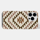 Coque Pour Pour iPhone 14 Pro Max Conception de motif diamant aztèque marron+crème (Verso Horizontal)