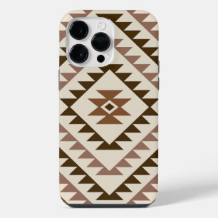 Coque Pour Pour iPhone 14 Pro Max Conception de motif diamant aztèque marron+crème