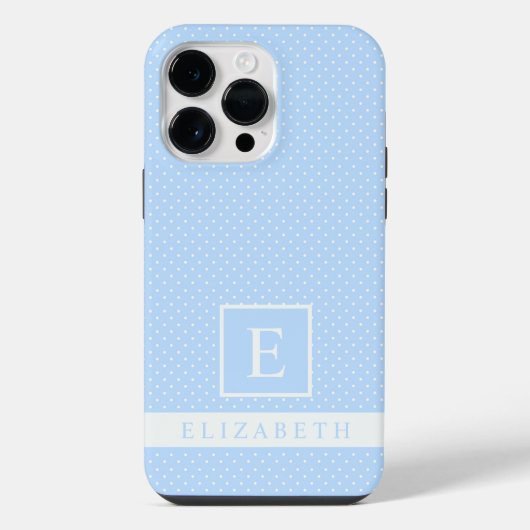 Coque Pour Pour iPhone 14 Pro Max Conception de point Polka Blanc bleu ciel pâle per (Verso)