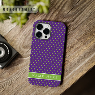 Coque Pour Pour iPhone 14 Pro Max Conception de point Polka vert violet violet perso