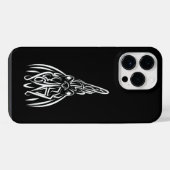 Coque Pour Pour iPhone 14 Pro Max Coq tribal noir et blanc (Verso Horizontal)