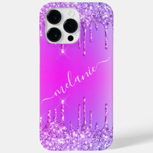 Coque Pour Pour iPhone 14 Pro Max Coque iphone de néon rose violet avec nom personna