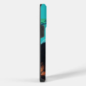 Coque Pour Pour iPhone 14 Pro Max Coque-M BLEU TURQUOISE AVEC CHAT NOIR (Côté droit)
