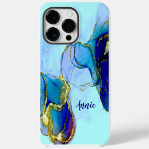 COQUE POUR POUR iPhone 14 PRO MAX COULEUR BLEU BRILLANT ABSTRAIT PERSONNALISÉ