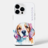 Coque Pour Pour iPhone 14 Pro Max Couleur d'aquarelle Beagle (Verso)