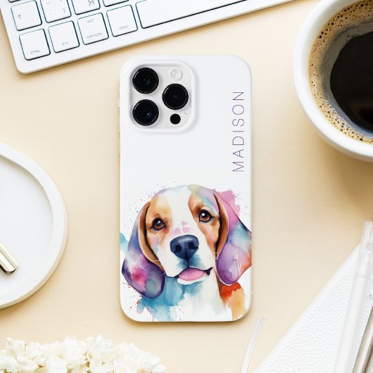 Coque Pour Pour iPhone 14 Pro Max Couleur d'aquarelle Beagle