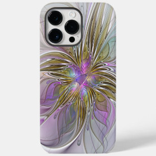 Coque Pour Pour iPhone 14 Pro Max Couleurs Florales Abstraites Fractales Avec Rose E