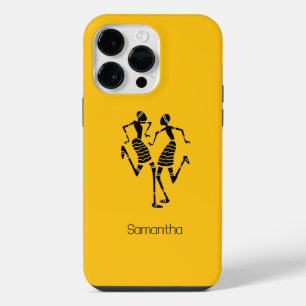 Coque Pour Pour iPhone 14 Pro Max Danseurs heureux silhouette mignonne orange