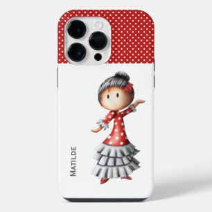 Coque Pour Pour iPhone 14 Pro Max Danseuse de flamenco sévillane Rouge à pois