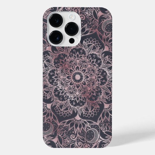 Coque Pour Pour iPhone 14 Pro Max Design élégant de Mandala rose floral (Verso)