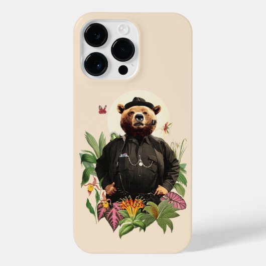 COQUE POUR POUR iPhone 14 PRO MAX DÉTECTIVE ANIMALE D'OURS DE FANCY (Verso)