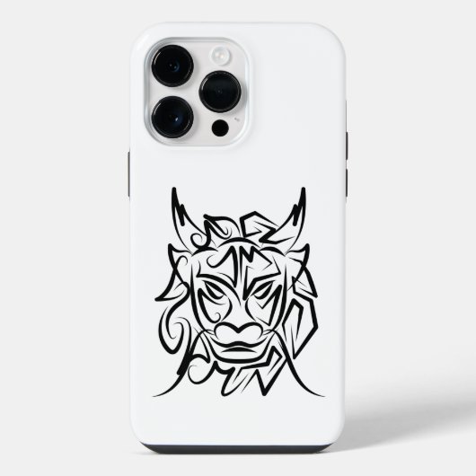 Coque Pour Pour iPhone 14 Pro Max Dragon tribal noir et blanc (Verso)