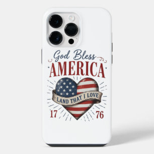 Coque Pour Pour iPhone 14 Pro Max Drapeau du cœur patriotique Dieu bénisse l'Amériqu