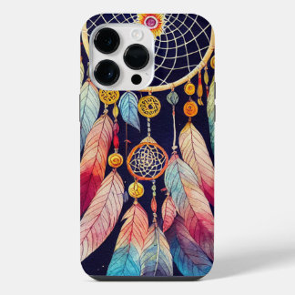 COQUE POUR POUR iPhone 14 PRO MAX DREAMCATCHER EN COULEUR D'EAU ET PLUMES