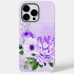 COQUE POUR POUR iPhone 14 PRO MAX ÉCRITURE LAVANDE D'APPARENCE ANTIQUE & FLEURS