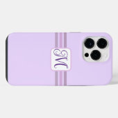 Coque Pour Pour iPhone 14 Pro Max Élégant violet clair rayé initiales (Verso Horizontal)