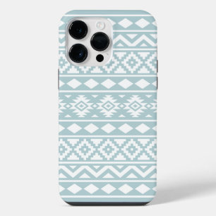 Coque Pour Pour iPhone 14 Pro Max Essence Aztèque Ptn III Blanc sur Bleu Canard
