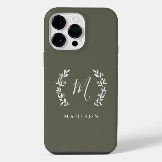 Coque Pour Pour iPhone 14 Pro Max Étui monogramme nom écriture Rustic Laurel Case-Ma (Verso)
