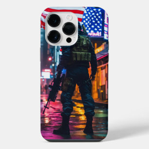 Coque Pour Pour iPhone 14 Pro Max Étui pour iPhone 14 Pro Max avec soldat et drapeau