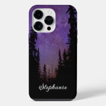 Étui Voie Lactée Forêt Nuit Violette Nom Personnal