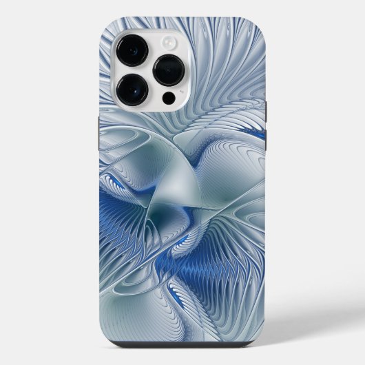 Coque Pour Pour iPhone 14 Pro Max Fantaisie dynamique Abstrait Tons bleus Art fracta (Verso)