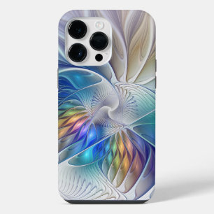 Coque Pour Pour iPhone 14 Pro Max Fantaisie florale, fleur fractale abstraite coloré