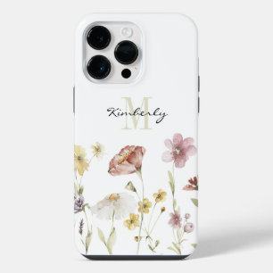 Coque Pour Pour iPhone 14 Pro Max Féminine fleurs sauvages botaniques Boho avec mono