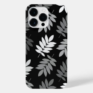 Coque Pour Pour iPhone 14 Pro Max Feuille aînée grand motif noir blanc gris