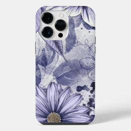Coque Pour Pour iPhone 14 Pro Max Feuille de fleur violette aquarelle dessinée à la