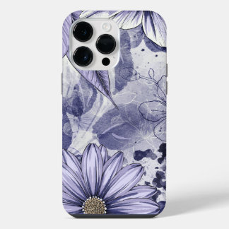 Coque Pour Pour iPhone 14 Pro Max Feuille de fleur violette aquarelle dessinée à la