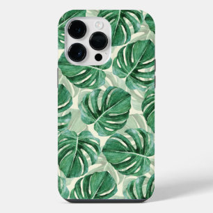 Coque Pour Pour iPhone 14 Pro Max Feuilles turquoise Green Monstera