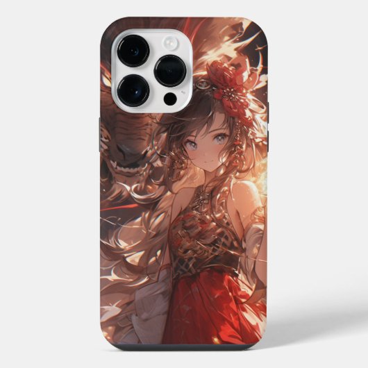 Coque Pour Pour iPhone 14 Pro Max Fille d'anime et dragon (Verso)
